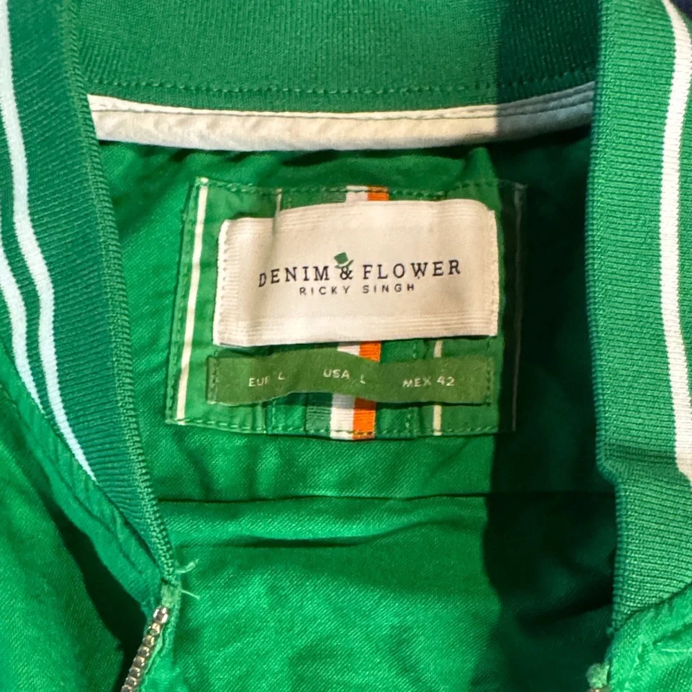 Denim & Flower Green Bomber Jacket - Picture 2 of 6